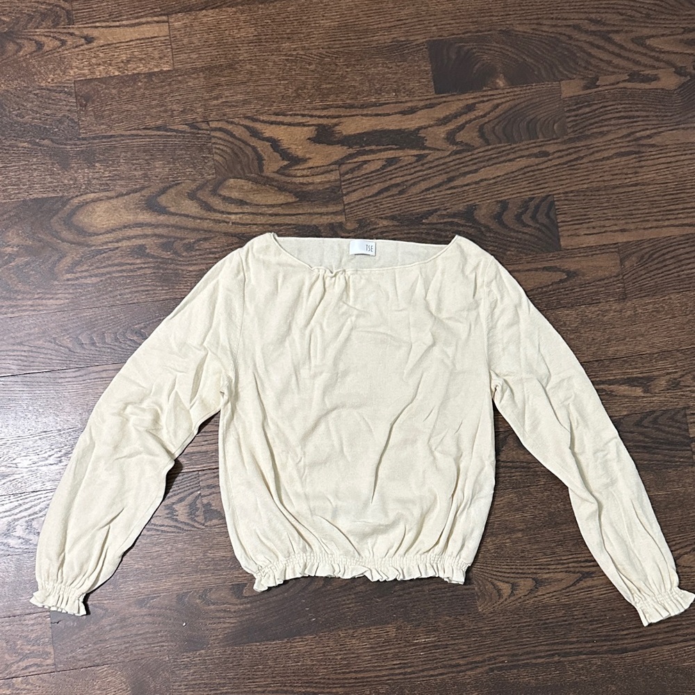 TSE Cream Long Sleeve Blouse